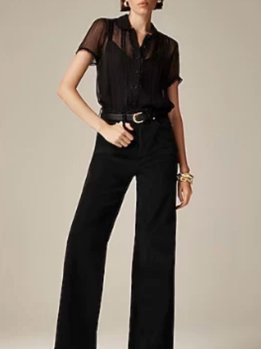 J. Crew Black Wide-Leg Corduroy Pant Trousers in Excellent Shape Fall Staple